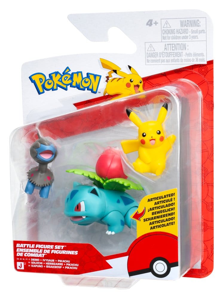 Jazwares Pokémon Battle Figure Set Action Figures Pikachu, Deino & Ivysaur (3-Pack) – image 2