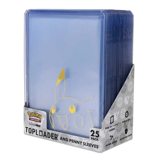 Pokémon Pikachu Toploader & Penny Sleeves Combo Pack (25 Pack) - Loaded Dice