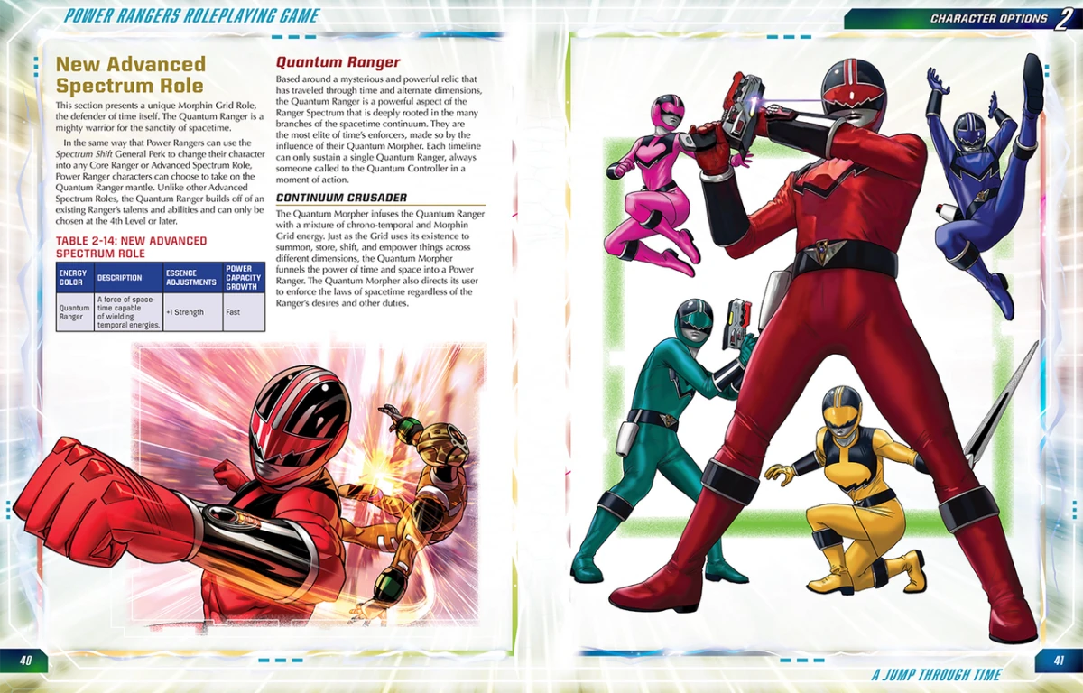 Power Rangers A Jump Through Time pages on the Advanced Spectrum Role and Quantum Ranger