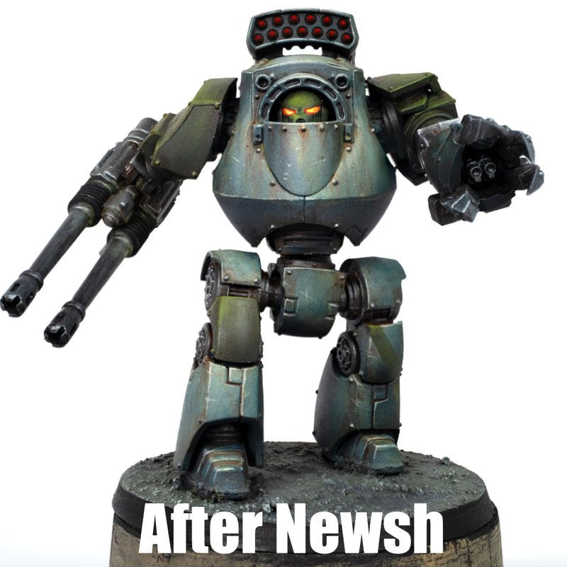 Pro Acryl NEWSH weathering medium after shot showing grimy weathered finish on a walker