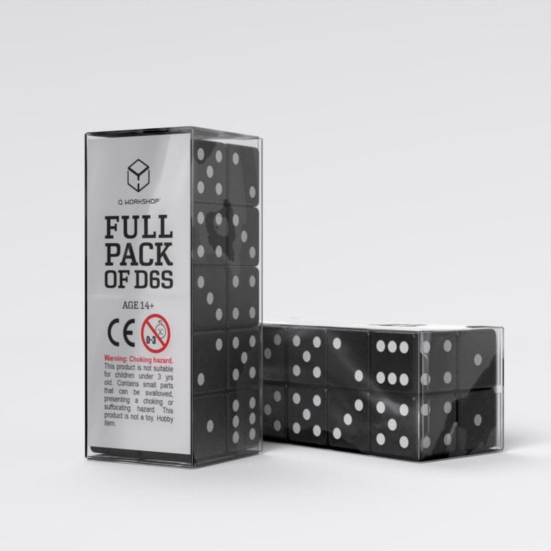 Q Workshop Dice Set Full Pack D6 Black (20) - Loaded Dice