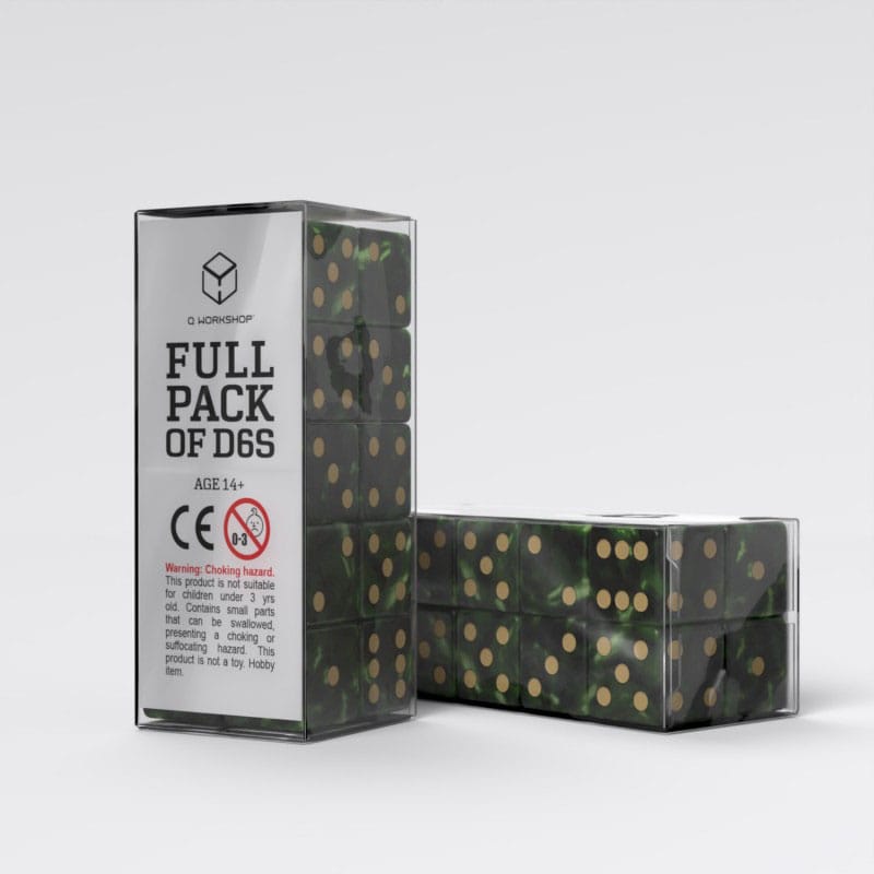 Q Workshop Dice Set Full Pack D6 Green (20) - Loaded Dice