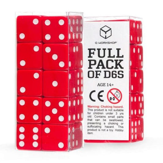 Q Workshop Dice Set Full Pack D6 Red (20) - Loaded Dice