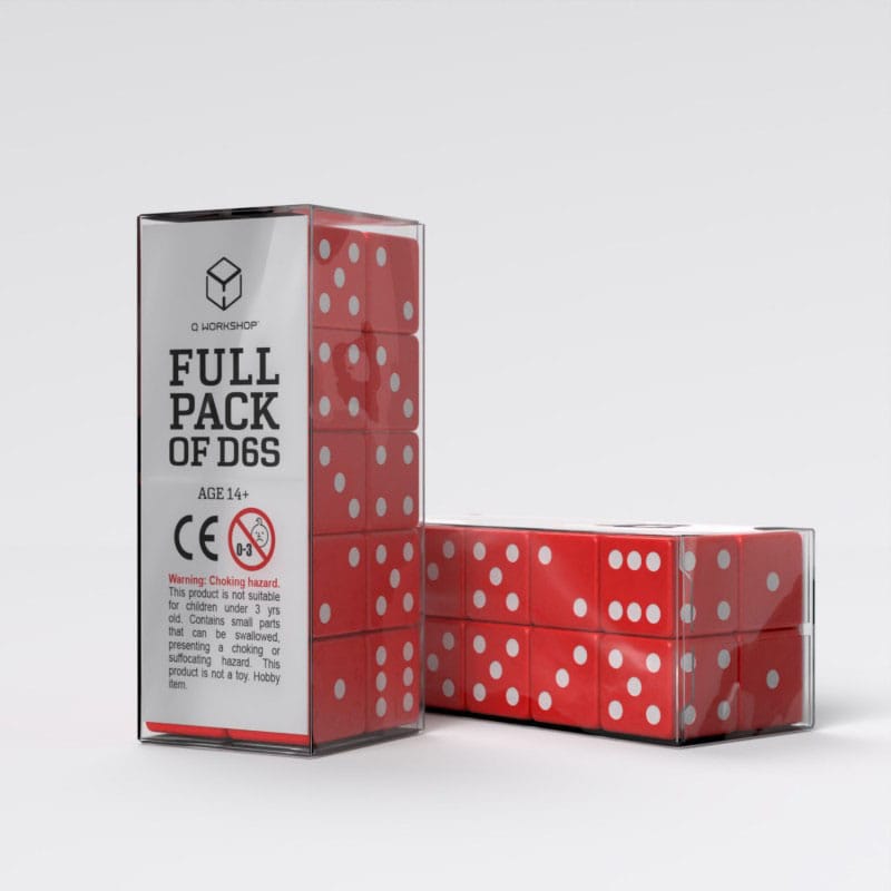 Q Workshop Dice Set Full Pack D6 Red (20) - Loaded Dice