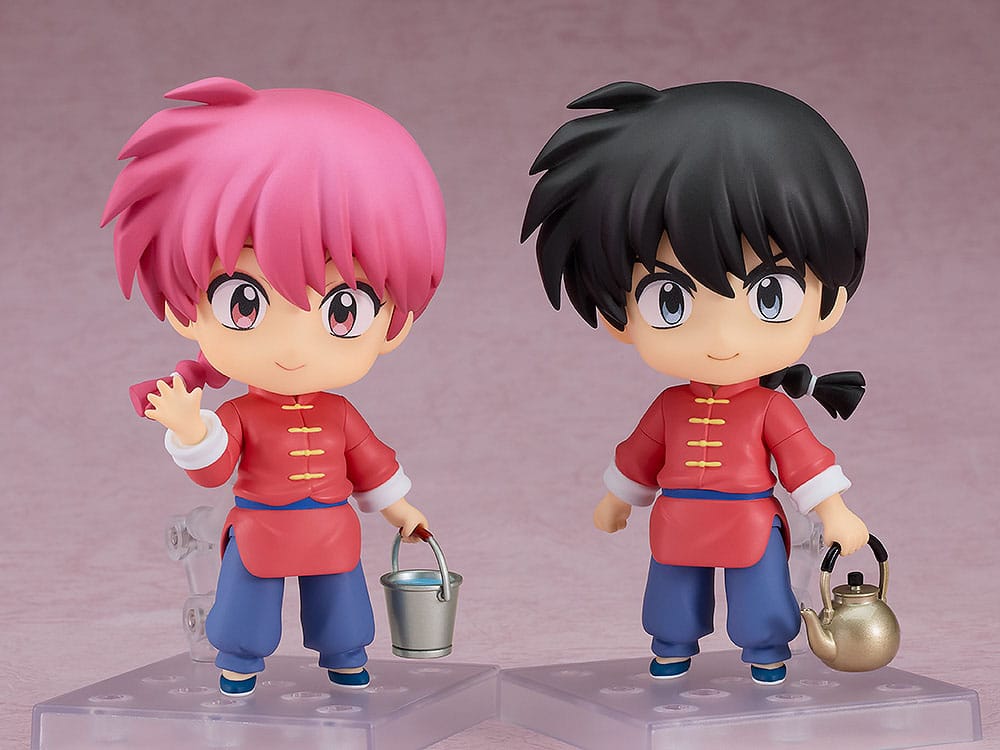 Ranma Female Ver. Nendoroid displayed beside the black-haired male Ranma Saotome Nendoroid