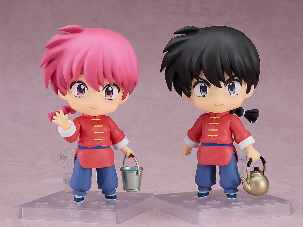 Ranma Saotome Nendoroid displayed beside the red-haired Ranma Female Ver. Nendoroid