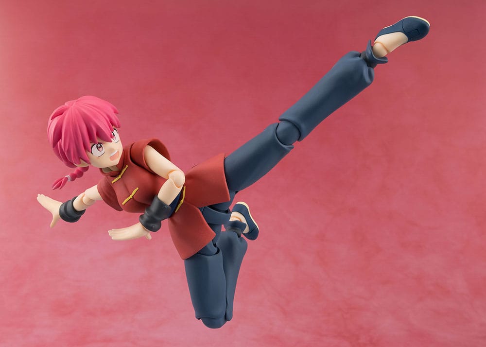 Ranma 1/2 S.H.Figuarts red-haired Ranma figure performing a high flying kick