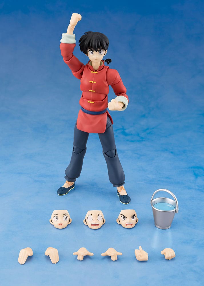 Ranma 1/2 S.H.Figuarts Ranma Saotome figure with bucket, three faces and swap hands