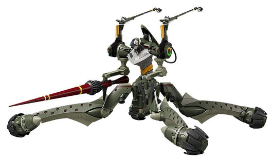 Evangelion Provisional Unit-05 Moderoid kit built, four-legged pose with Spear of Longinus