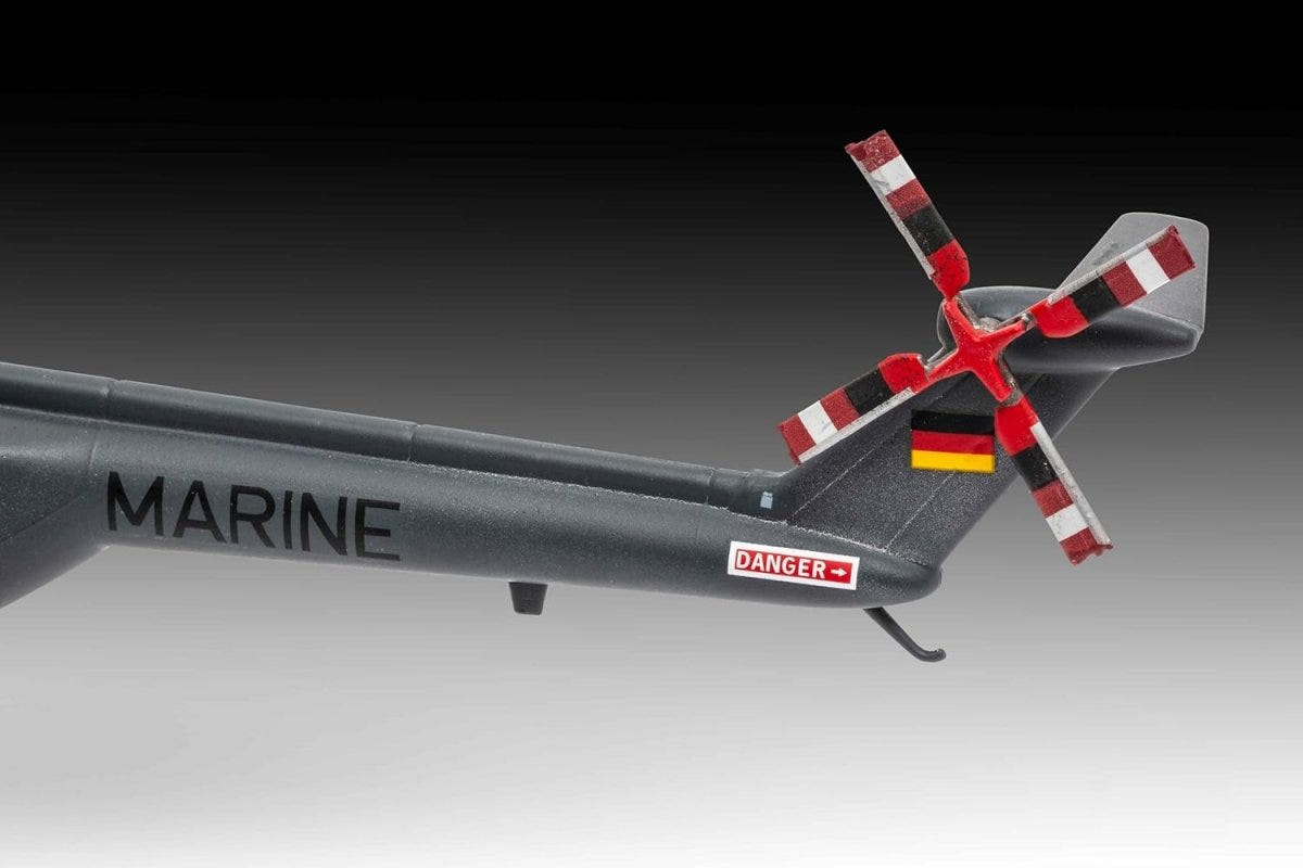 Revell Westland Lynx Mk.88A tail boom close-up with MARINE lettering and tail rotor