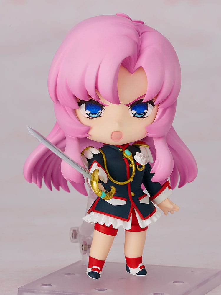 Utena Tenjo Nendoroid with shouting faceplate raising the Sword of Dios