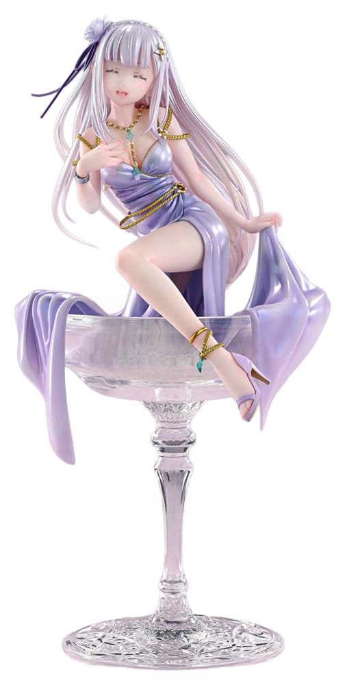Prime 1 Studio Re:Zero Emilia Glass Edition 1/7 statue Bonus Version, full figure with smiling head, white background
