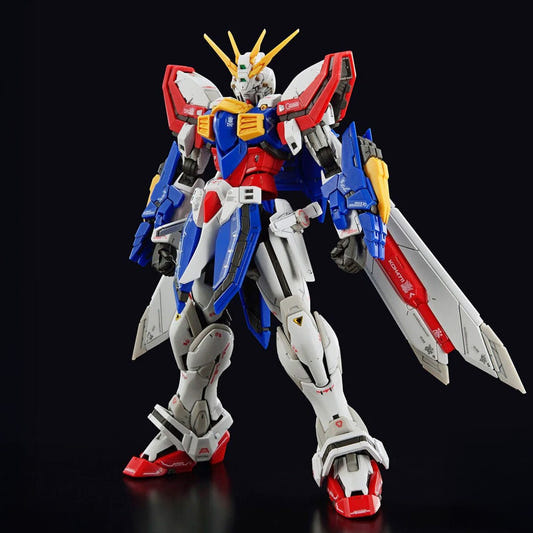 Bandai RG 1/144 God Gundam kit, assembled model, front view