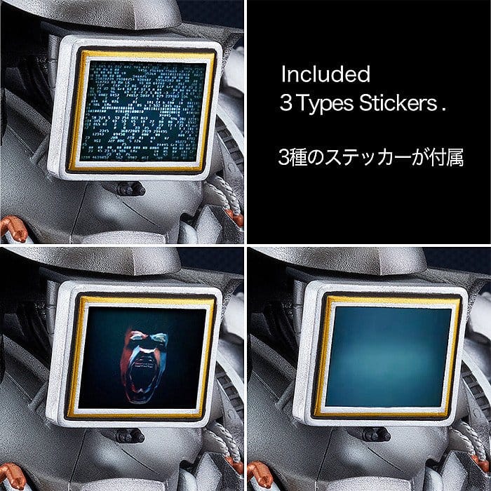Moderoid RoboCop 2 Cain head monitor showing the three included sticker designs