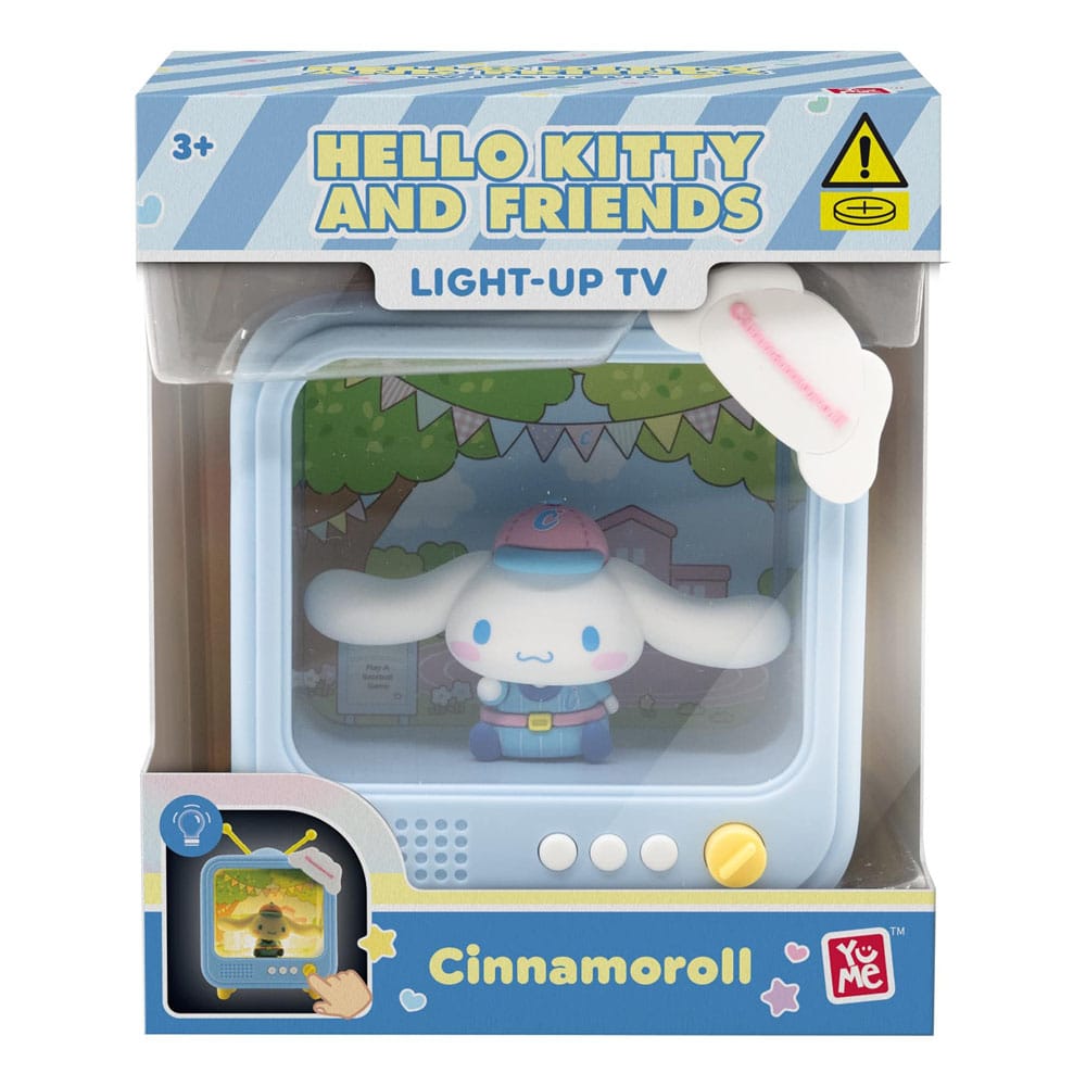 Sanrio Hello Kitty and Friends Cinnamoroll light-up TV in window box, front view