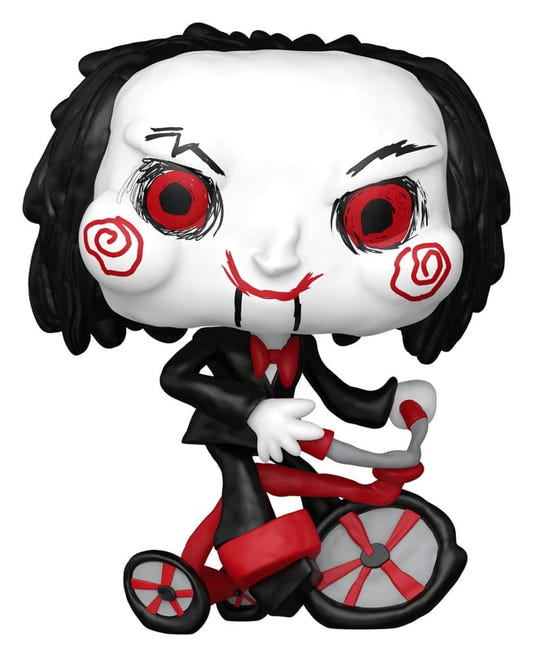 Funko Pop! Movies Doodles Billy on Bike vinyl figure from Saw, puppet riding a red tricycle