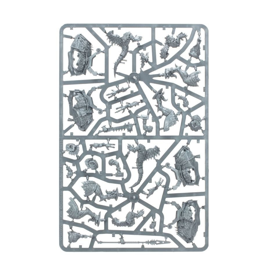 Seraphon Aggradon Lancers unpainted plastic sprue, frame 3 of 3