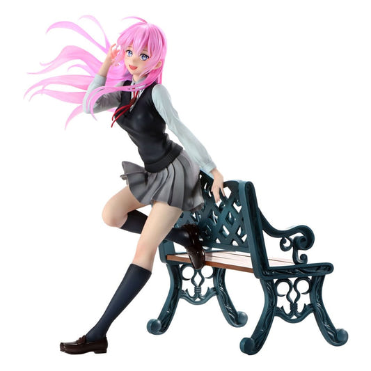 Prime 1 Studio Prisma Wing Shikimori 1/7 statue leaning on a green park bench, full front view