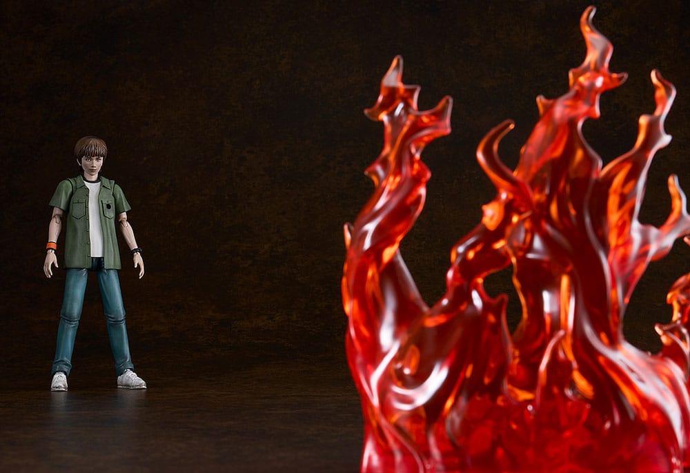 Kyoya Suda Plamatea kit standing beside a large red translucent flame effect