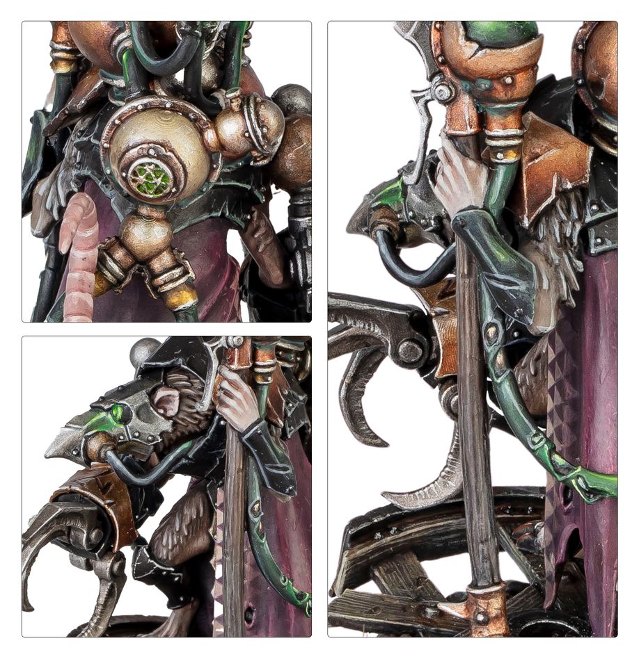 Close-ups of the Skaven Arch-Warlock's gauntlet, warpstone tubes and piston claws