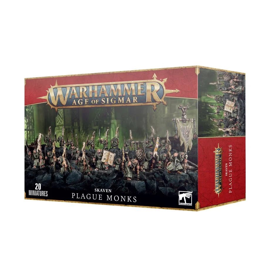 Games Workshop Age of Sigmar Skaven Plague Monks box front, 20 miniatures