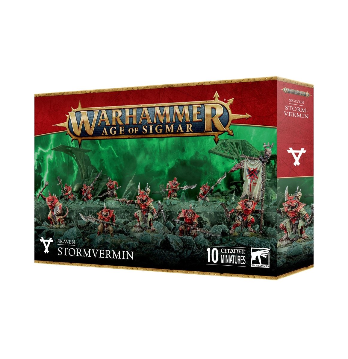 Angled view of the Skaven Stormvermin box from Games Workshop's Warhammer Age of Sigmar range