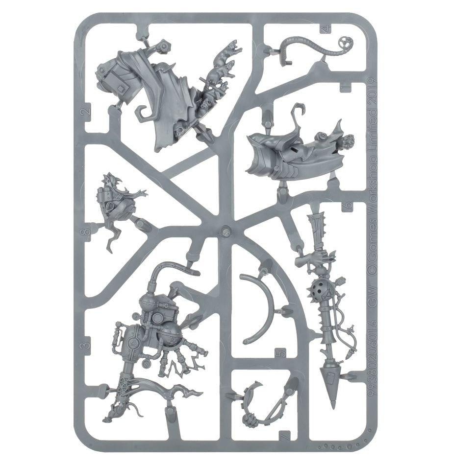 Skaven Warlock Bombardier unpainted plastic sprue, frame 1 of 1