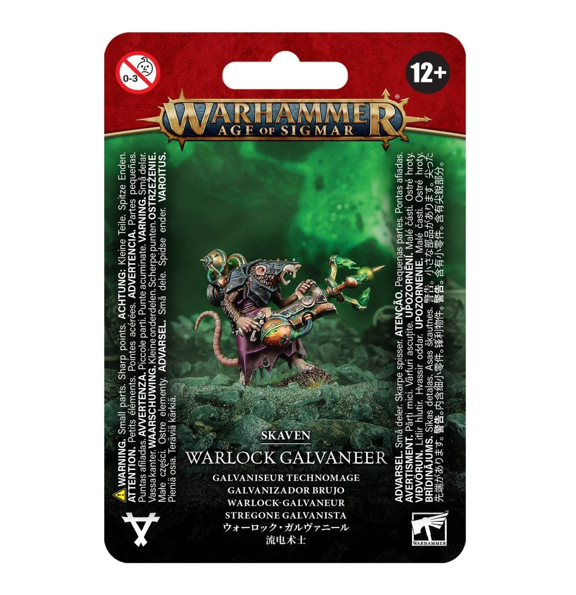 Games Workshop Skaven Warlock Galvaneer in its Age of Sigmar blister pack