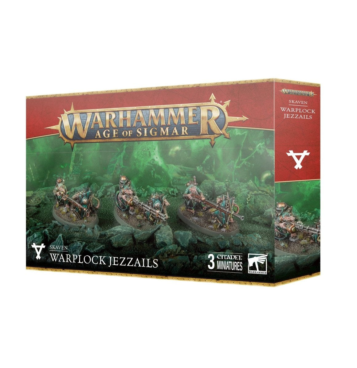 Games Workshop Age of Sigmar Skaven Warplock Jezzails box, 3 miniatures