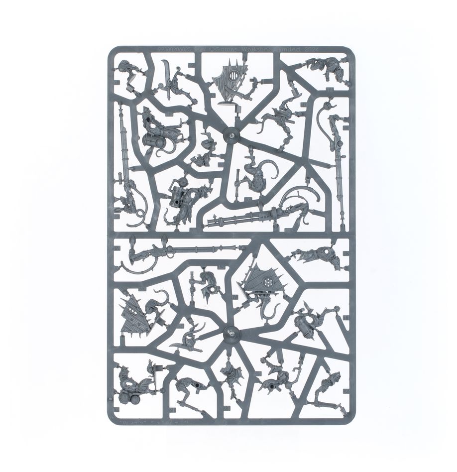 Skaven Warplock Jezzails unpainted plastic sprue, frame 1 of 1