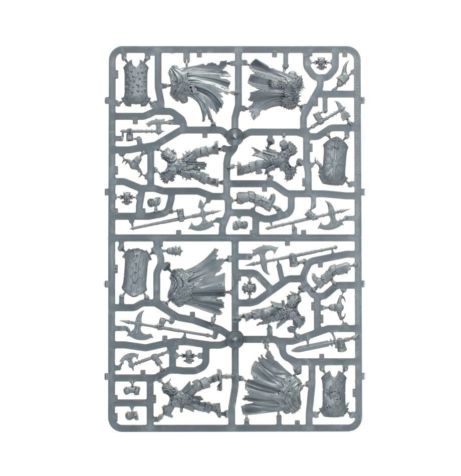 Slaves to Darkness Chaos Warriors unpainted plastic sprue, frame 2 of 3
