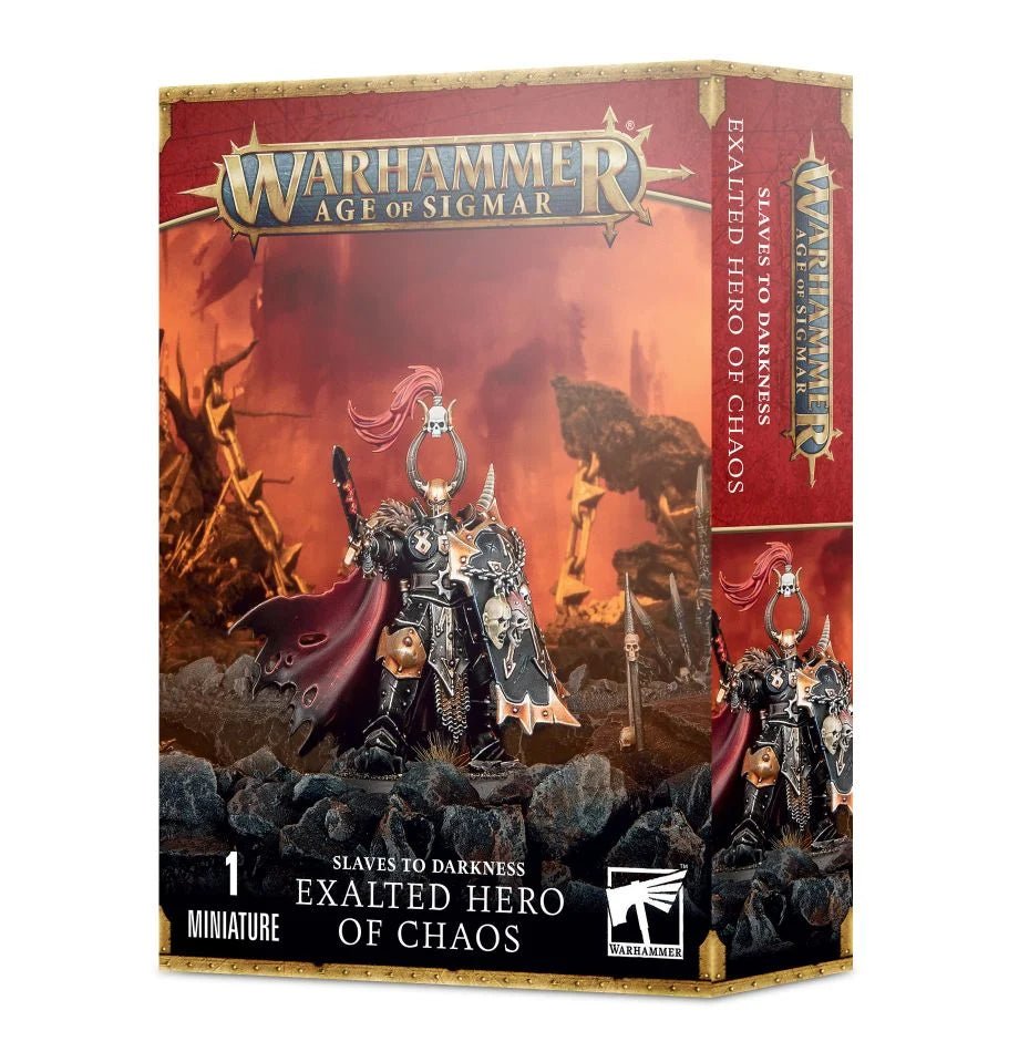 Games Workshop Slaves to Darkness Exalted Hero of Chaos box front, Warhammer Age of Sigmar