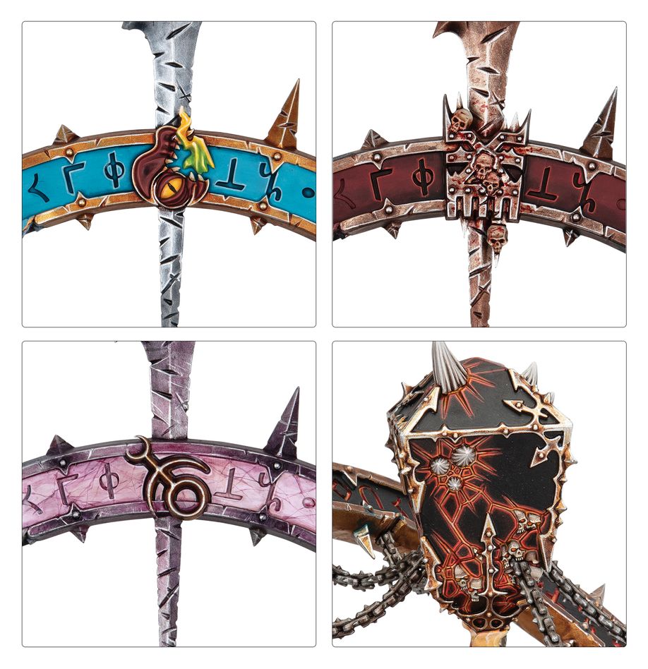 Nexus Chaotica close-ups of the ring painted in different Chaos god colour options