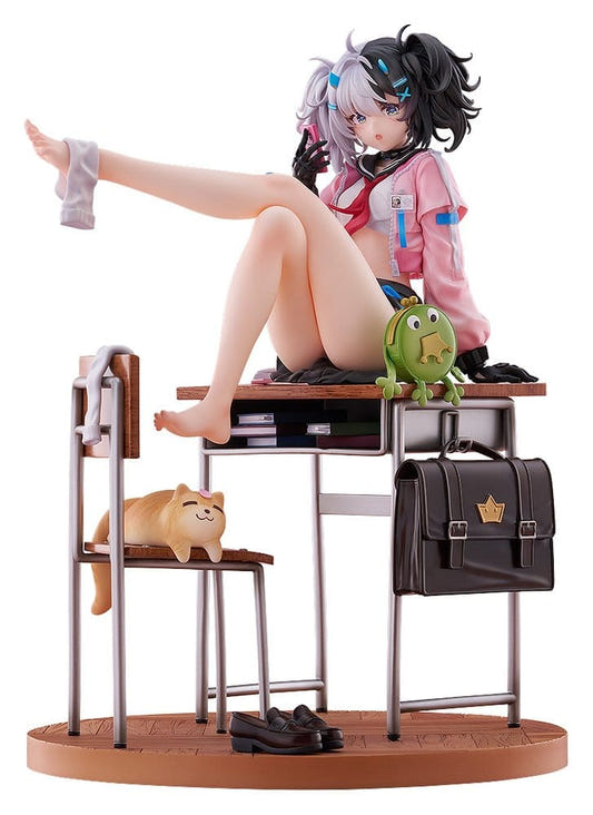 Snowbreak: Containment Zone 1/7 figure Eatchel Overdue Radiance perched on a school desk