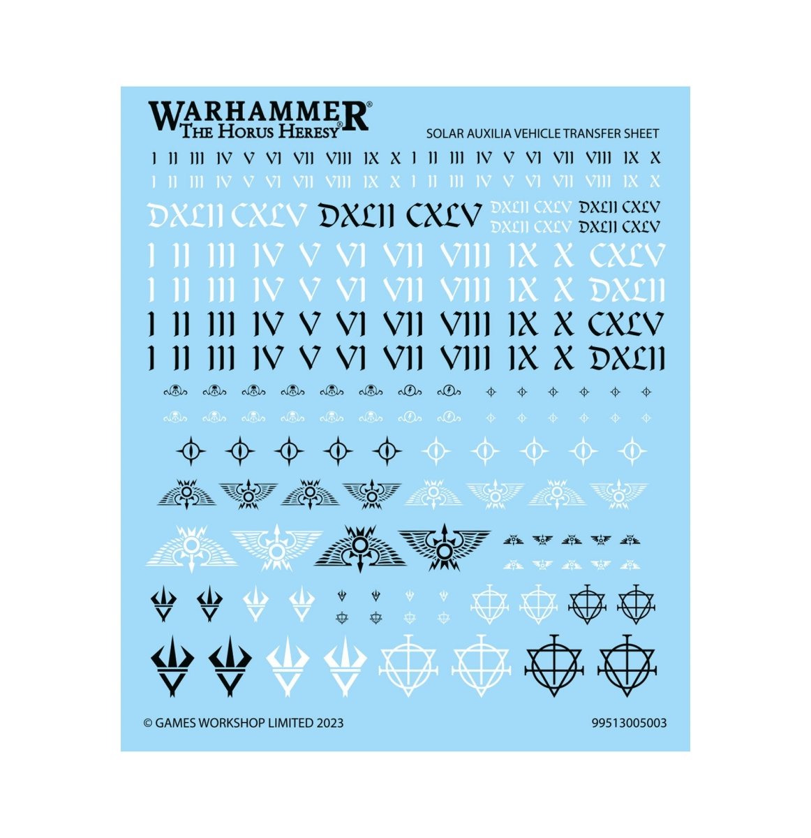 Solar Auxilia vehicle transfer sheet with numerals and insignia, Aethon Heavy Sentinel