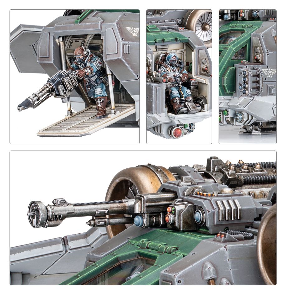 Close-ups of the Arvus Lighter rear door gunner, cockpit pilot and nose multi-laser