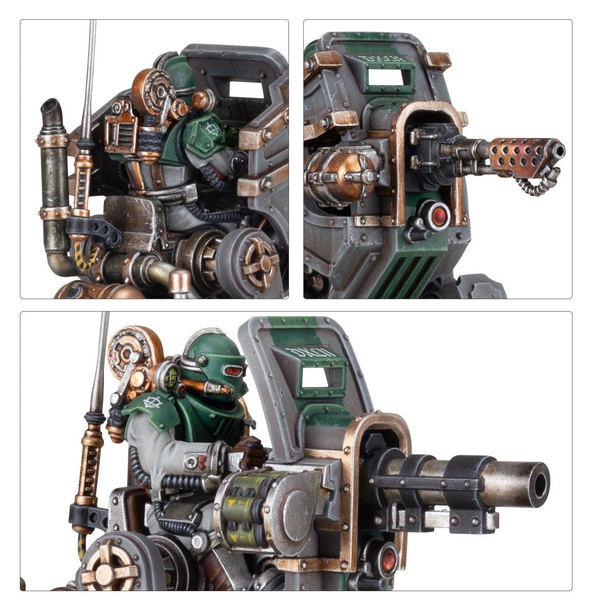 Close-ups of the Hermes Sentinel cockpit, pilot and heavy weapon from different angles