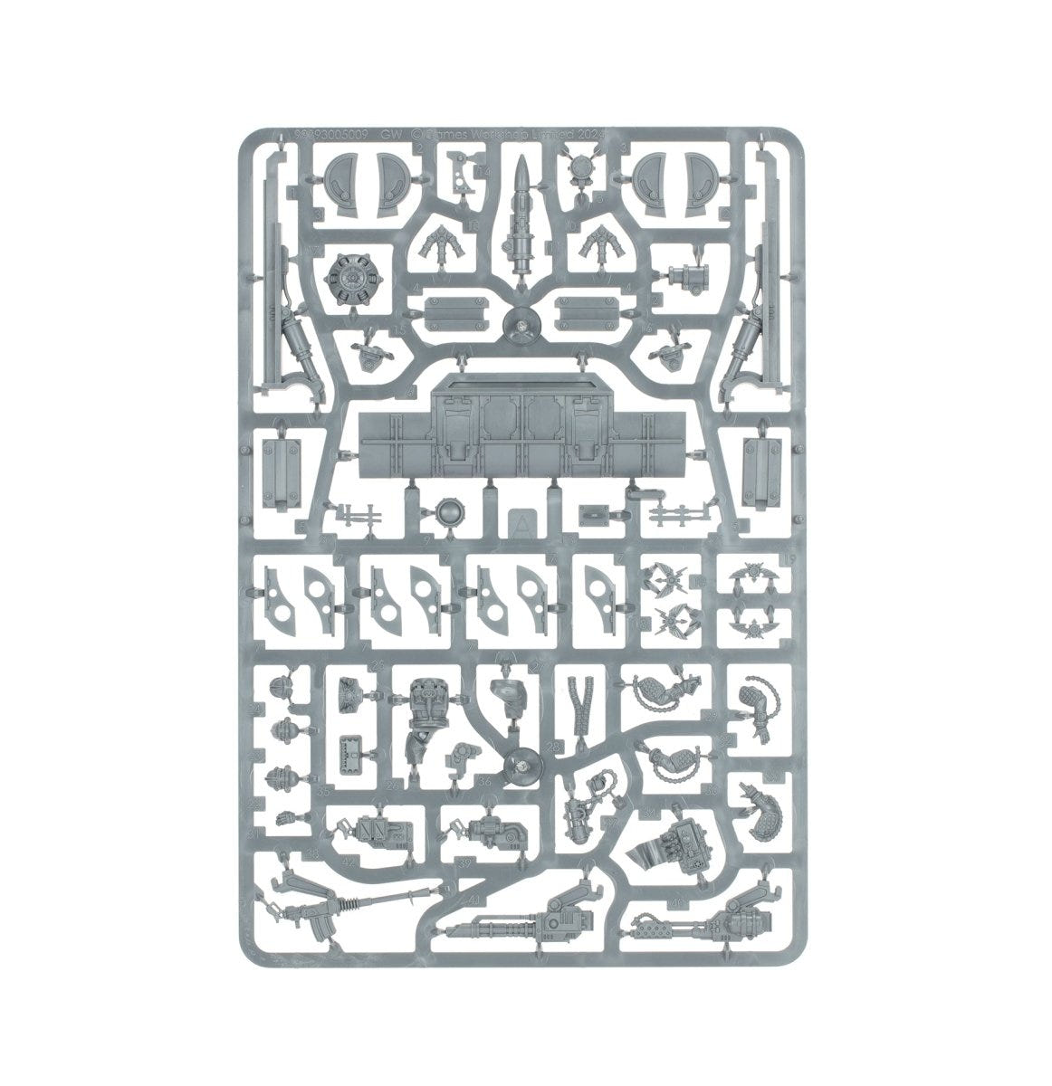 Solar Auxilia Leman Russ Strike Tank unpainted plastic sprue, frame 5 of 5