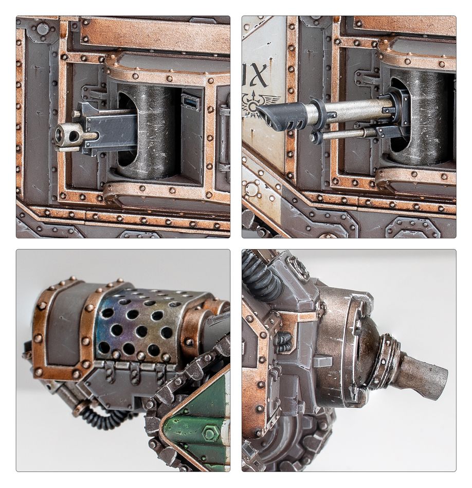 Close-ups of Malcador Infernus sponson weapons and the inferno cannon nozzle