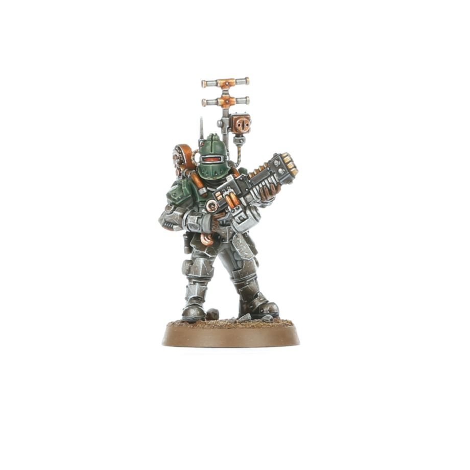 Painted Veletaris Storm Section trooper with vox antenna and heavy weapon, side view