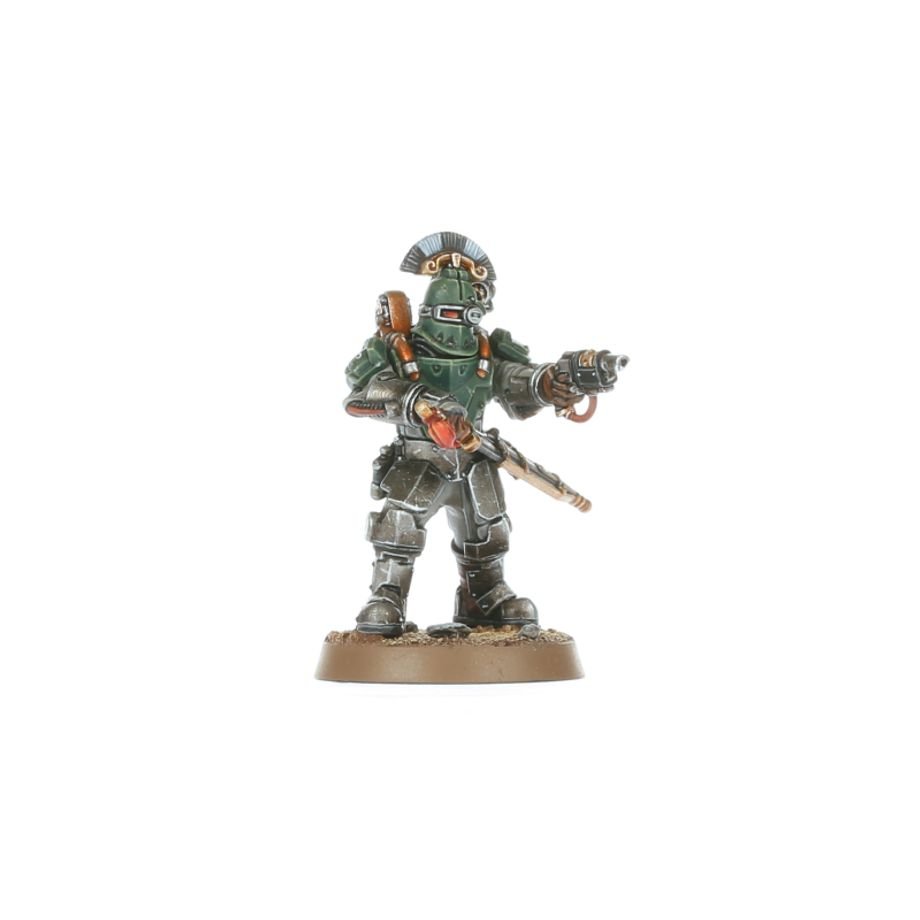 Painted Veletaris Storm Section leader aiming a pistol, Horus Heresy by Games Workshop