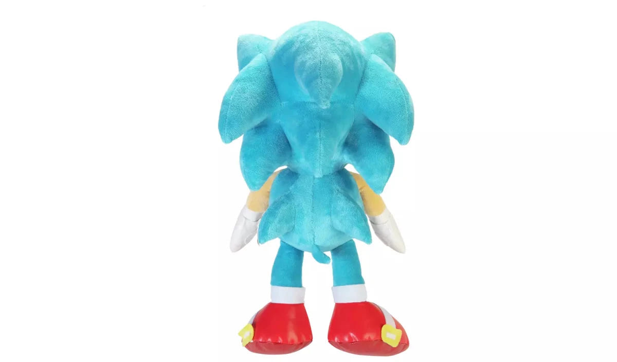 TOMY Sonic the Hedgehog jumbo plush, rear view showing blue quills