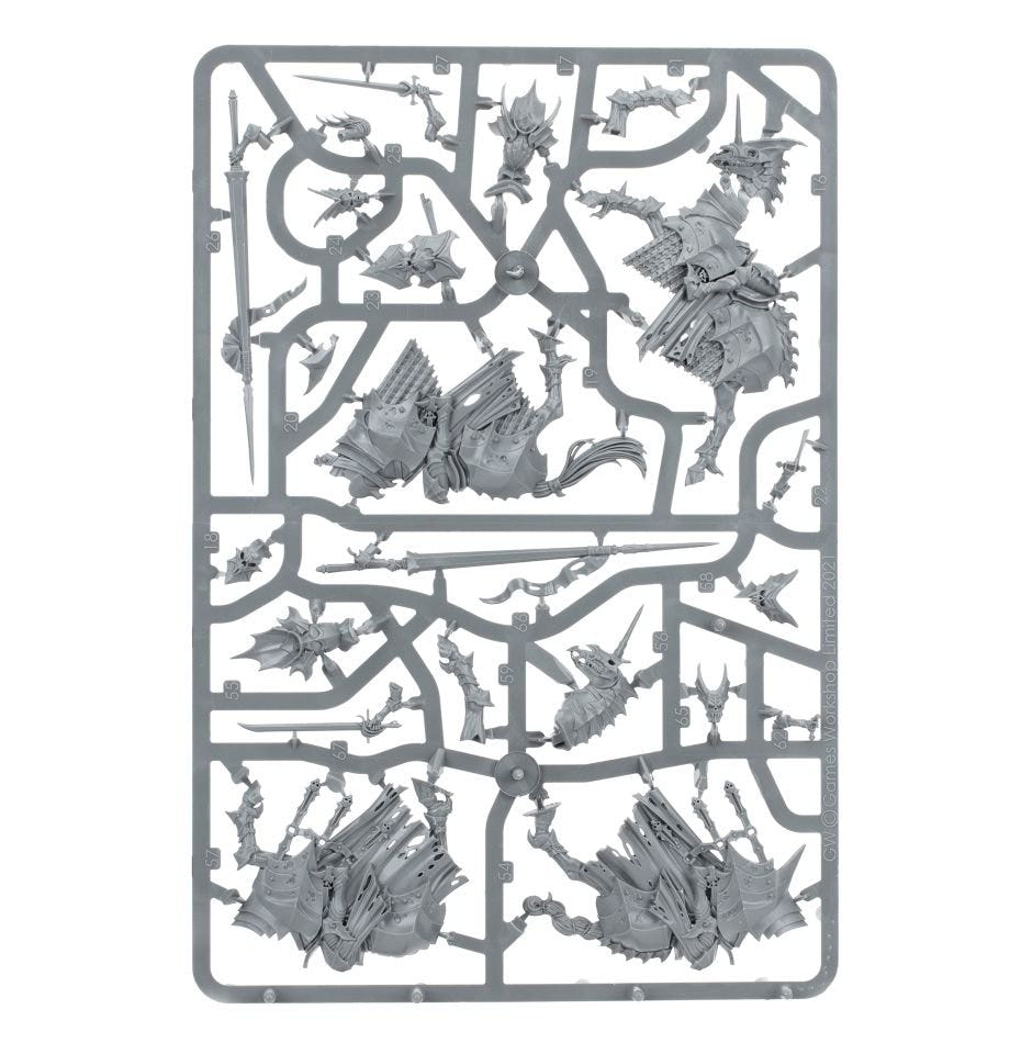 Soulblight Gravelords Blood Knights unpainted plastic sprue, frame 3 of 3