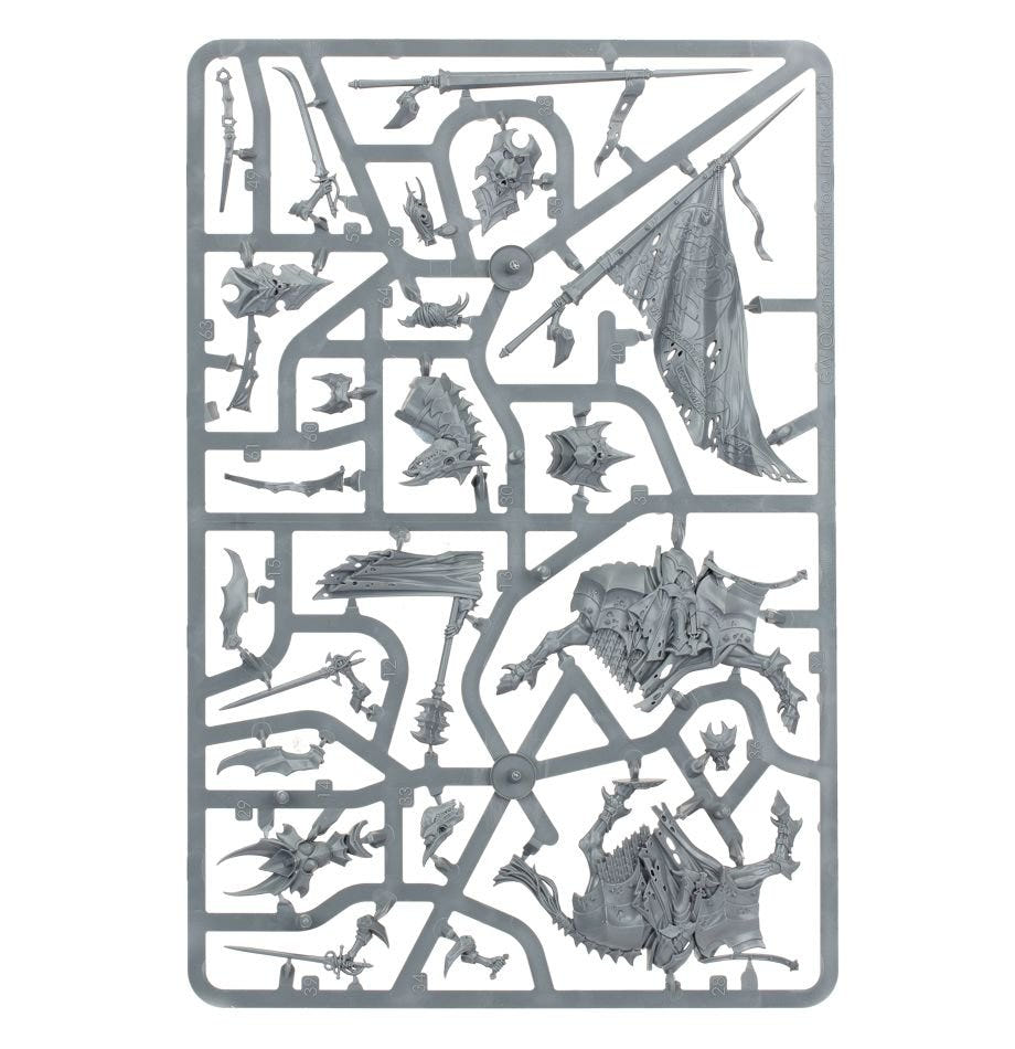 Soulblight Gravelords Blood Knights unpainted plastic sprue, frame 2 of 3
