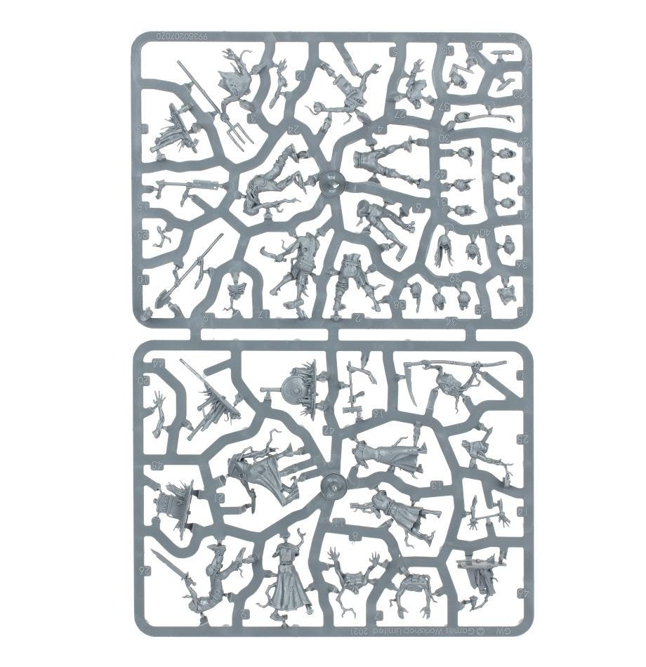 Soulblight Gravelords Deadwalker Zombies unpainted plastic sprue, frame 2 of 2