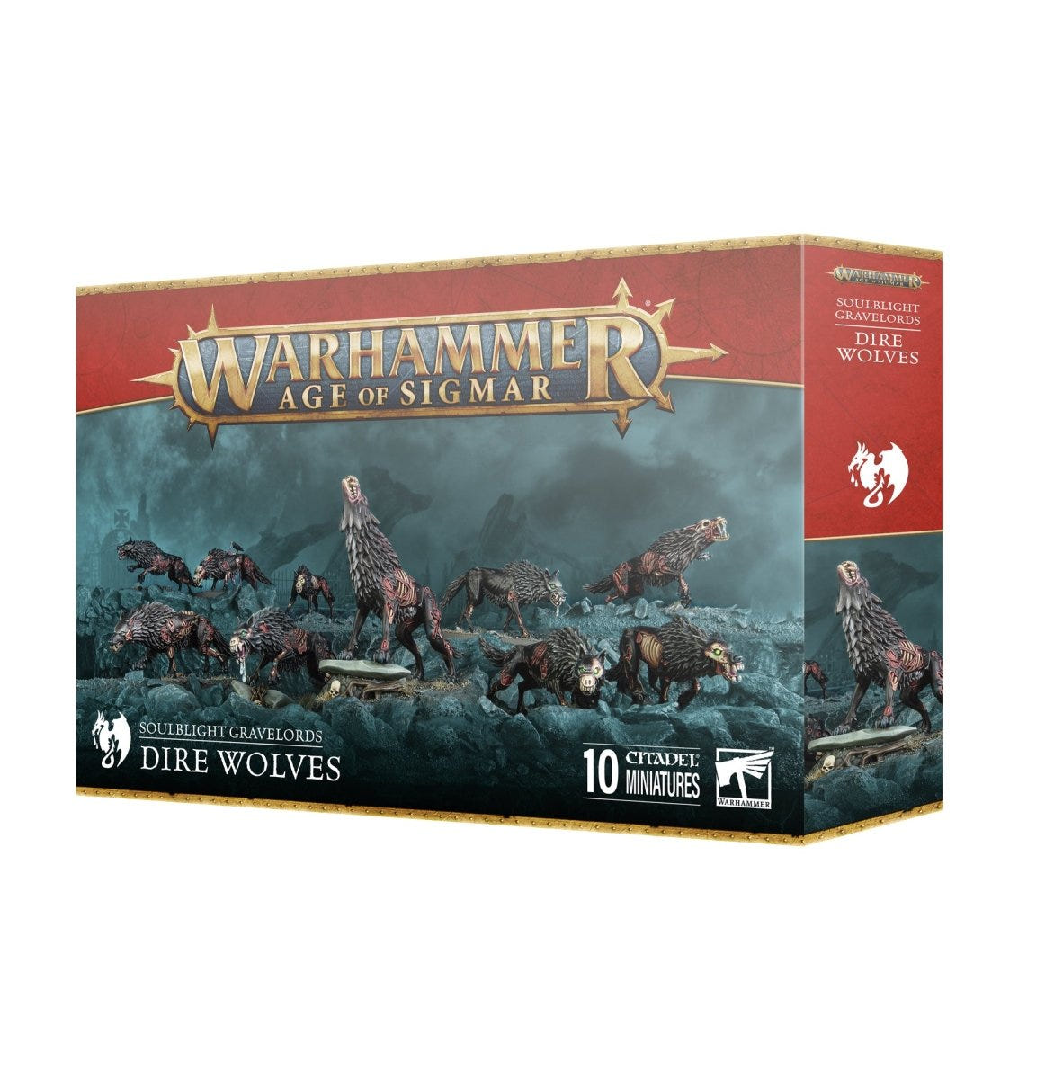 Soulblight Gravelords Dire Wolves box front, updated Age of Sigmar packaging
