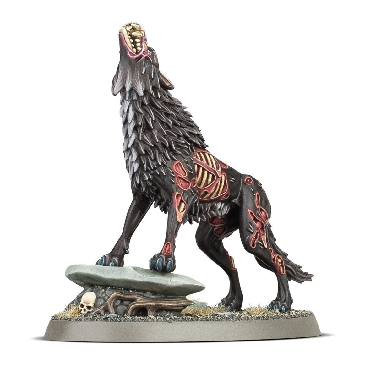 Painted Dire Wolf howling atop a tombstone, Soulblight Gravelords