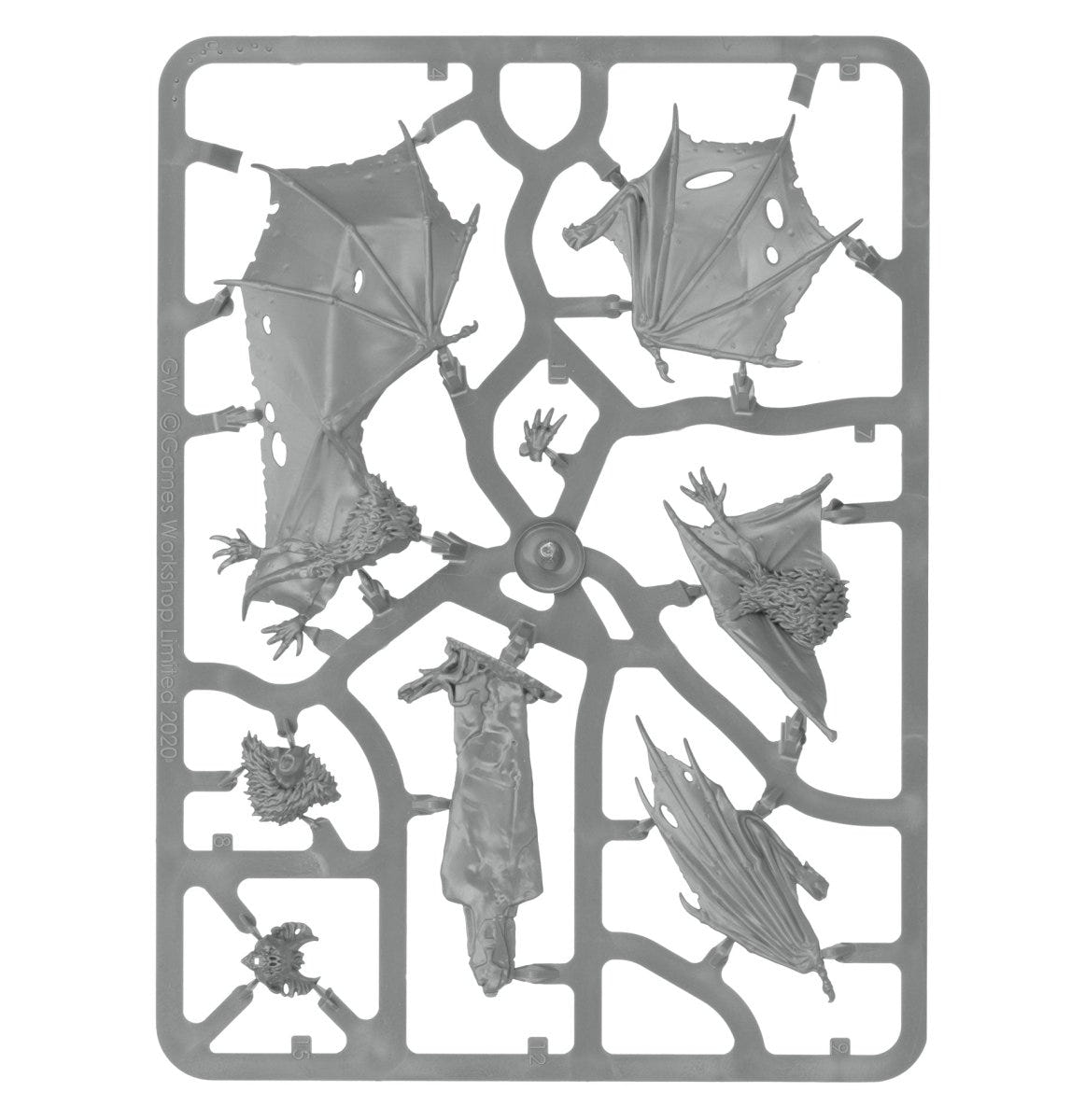 Soulblight Gravelords Fell Bats unpainted plastic sprue, frame 1 of 2