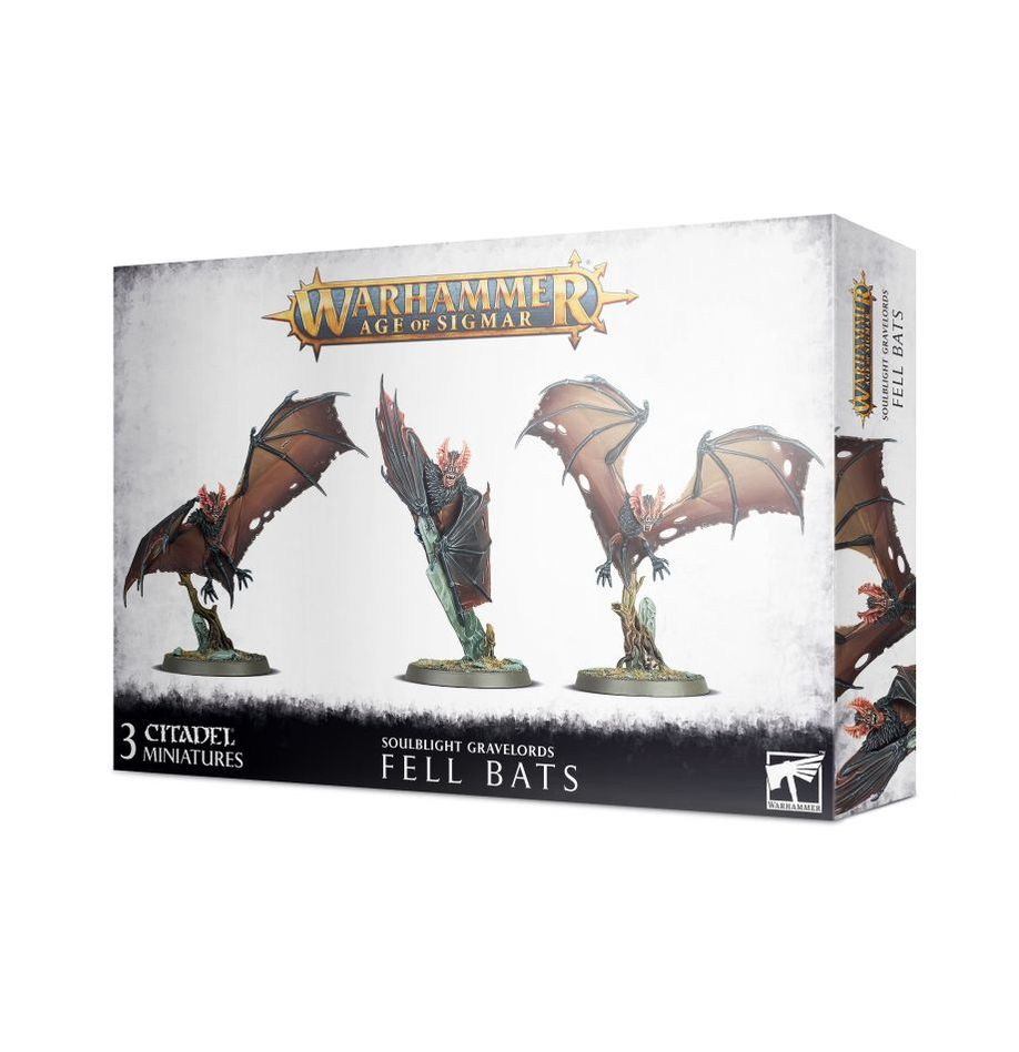 Games Workshop Soulblight Gravelords Fell Bats box front in older white packaging showing three bats