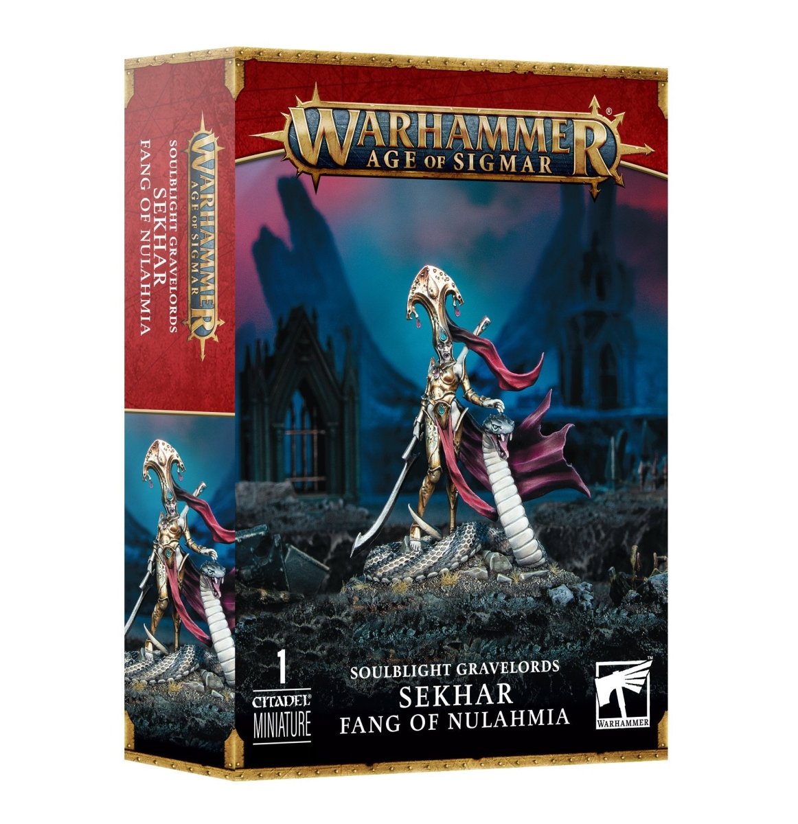 Games Workshop Age of Sigmar Soulblight Gravelords Sekhar, Fang of Nulahmia box, angled view